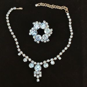Vintage Ice Blue Rhinestone Demi Parure (Set)
